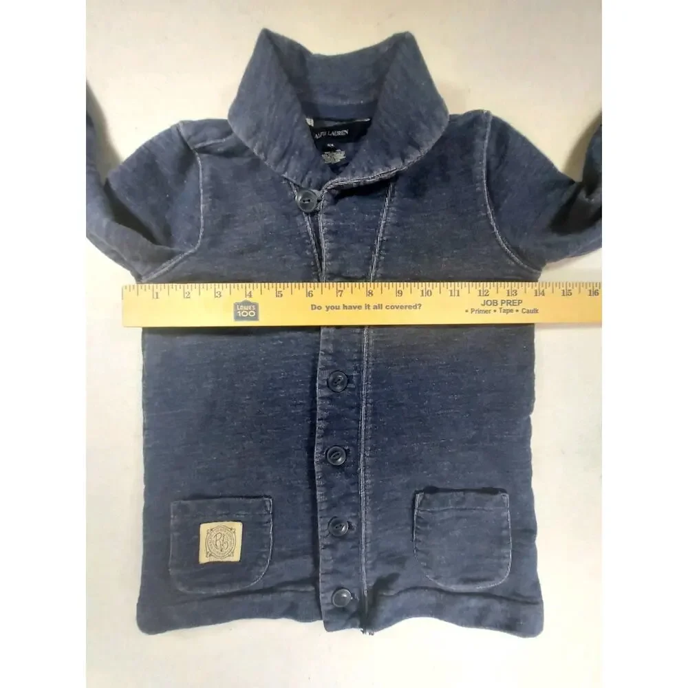 Ralph Lauren Kids Indigo Blue Shawl Collar Button Cardigan Sweater - Size 6X